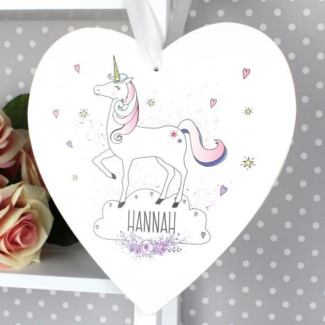 Personalised Unicorn Large Wooden Heart Decoration Extra Image 3